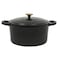 Crock-Pot Crock Pot Artisan 7Quart Round Cast Iron Dutch Oven with Lid Black Enamel Finish Gold Knob Durable HeavyDuty Cookware for Slow Cooking Baking and Roasting