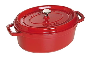 Staub La Cocotte Oval 40509866 Pico Cocotte Oval Cherry 122 inches 31 cm Large TwoHanded Cast Enameled Pot Induction Compatible