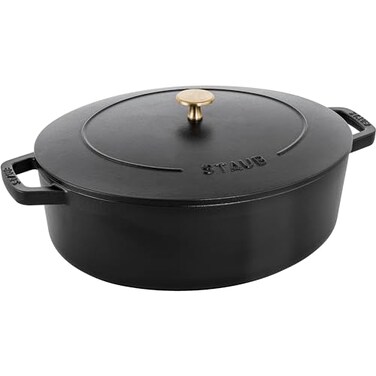 Staub Cast Iron 625qt Shallow Oval Dutch Oven Black