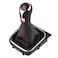 Malcayang Black Leather with Red Stitching Gear Shifter Knob Boot Cover with 6 Speed Manual Shift Knob and Bracket Base Assembly for Volkswagen Jetta for Golf MK5 MK6 MK7 Scirroco Eos