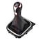 Malcayang Black Leather with Red Stitching Gear Shifter Knob Boot Cover with 6 Speed Manual Shift Knob and Bracket Base Assembly for Volkswagen Jetta for Golf MK5 MK6 MK7 Scirroco Eos