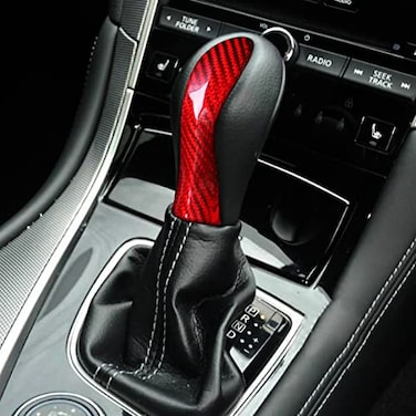 UOADA for Infiniti Q50 Q50S 20142020 Real Hard Carbon Fiber Central Console Gear Shift Knob Shifter Handle Head Lever Cap Cover Trim Decoration Car Interior Accessories Red