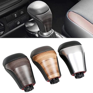 Fouedy Car Automatic Gear Shift Knob Shifter Lever for Toyota Land Cruiser Prado 150 2018 2019 2020 Silver Brown