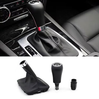 Goodithy Automatic Gear Shift Boot Knob Lever Interior Leather Shifter Gaiter Boot Cover Accessories Kit Replacement for Mercedes Benz C E GLK W204 W207 W212 X204 2007 2008 2009 2010 2011 Black