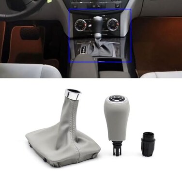 Goodithy Automatic Gear Shift Boot Knob Lever Interior Leather Shifter Gaiter Boot Cover Accessories Kit Replacement for Mercedes Benz C E GLK W204 W207 W212 X204 2007 2008 2009 2010 2011 Gray
