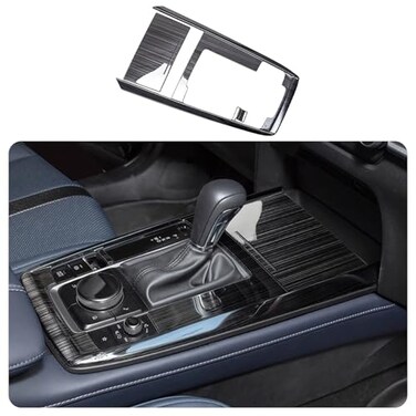 KELEIMAI Car Accessories Fit for Mazda CX30 CX30 2020 2021 2022 2023 2024 2025 2026 Interior Gear Shift Knob Console Panel Trims Cup Holder Frame Cover Brushed Black Style 2PCS Stainless Steel