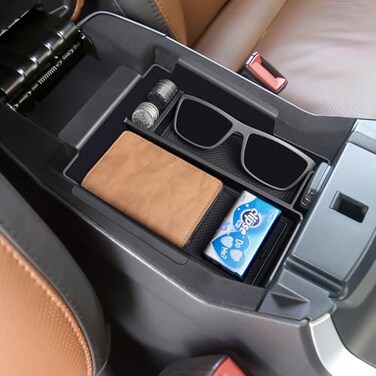 TOPINSTALL New Center Console Organizer Compatible with Ford Explorer 2012 2013 2014 2015 2016 2017 2018 2019 Accessories Armrest Box Big Compartment Secondary Storage Tray ABS Black Material