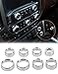 JeCar Center Console Switch Button Trim Air Conditioner Control Knob Cover for Chevy Silverado GMC Sierra 20142018 Silver