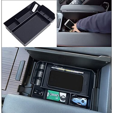 TOPINSTALL Center Console Organizer Compatible with 20212026 Toyota Sienna Accessories Armrest Box Secondary Storage Tray Coin Container ABS PlasticBlack