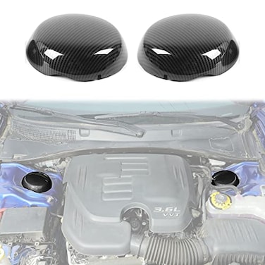 JWWY Engine Compartment Suspension Engine Bay Suspension Trim Hanging Cover for 20092025 Dodge Challenger Charger Engine Accessories ABS Carbon Fiber 2pcs