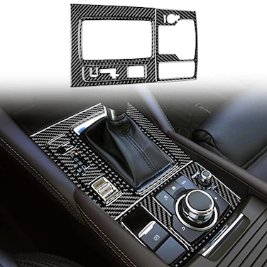JUPIZEUS Carbon Fiber Car Gear Shift Panel Cover Decoration Sticker for Mazda 6 201620175 with Automatic Transmission Auto Interior Trim 5PCS Black