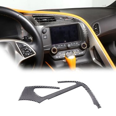 Sekhyna Center Console Air Conditioner Outlet Trim Strips Compatible with Corvette C7 Stingray 20142019 Soft Carbon Fiber 1PCS Navigation Screen Frame Sticker Trim Black Carbon