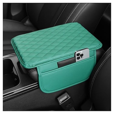 Stacool Upgraded Car Center Console CoverMicrofiber Leather Car Armrest Cover Cushion with 2 Storage BagsUniversal Car Armrest Storage Box Turquoise