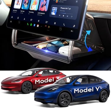 TAZENI Under Screen Storage Box Fit Model Y Juniper Model 3 Highland Magnetic Hidden Privacy Storage for Model Y 3 Accessories Center Console Organizer for Model Y 20192026 Model 3 20162026