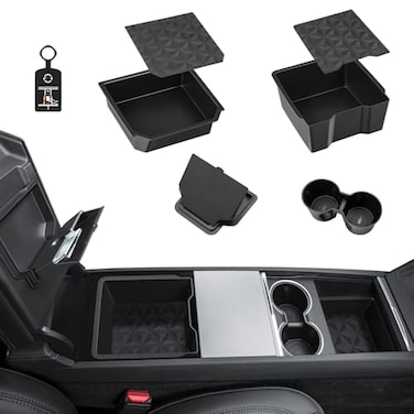 KUNIST 5PCS Center Console Organizer Tray for 2026 Tesla Model Y Juniper Accessories Cup Holder Armrest Hidden Storage Box for New Model Y PremiumPerformance 20252026 Model 3 20242026