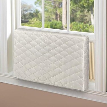 Homydom Air Conditioner Cover InsideWindow AC Unit Cover Double Insulation with Elastic Strap Light Yellow S21x 13x 35L x H x D