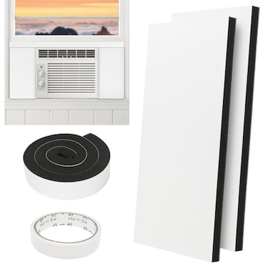 BEWAVE Window Air Conditioner Insulation Foam Panels AC Side Surround Panels Kit with Top Seal Strip for AC Unit Indoor 2 Pack