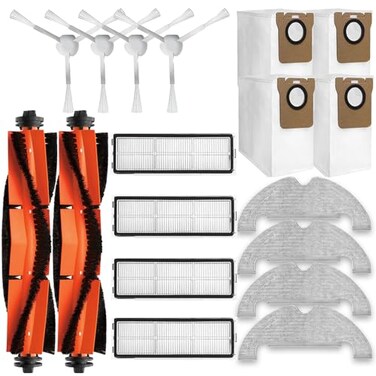 HUIZHEN 18Piece D10 Plus Accessories Kit Compatible with DreameBot D10 Plus RLS3D Dreame D10 Plus Robot Vacuum Replacement Parts 2 Main Brushes 4 Side Brushes 4 HEPA Filters 4 Mop Pads 4 Dust Bags
