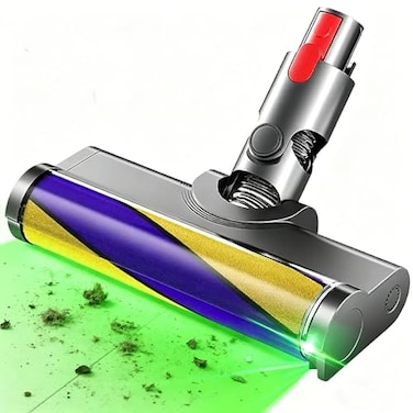 Amalfy Optic Soft Roller Cleaner Head Replacement for Dyson Vacuum V15 V11 V10 V8 V7 Gen5 Animal Detect Absolute Cyclone LED Green Light Dust Detect Hardwood Floor Attachment AntiTangle Quick Release