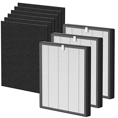Fizerneer ProHEPA 9000 True HEPA Filters Replacement Compatible with VEVA ProHEPA 9000 Air Cleaner Purifier 3 True HEPA Filters 6 Activated Carbon Filters