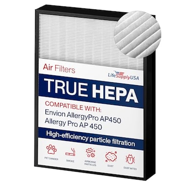 LifeSupplyUSA AP450 True HEPA Filter Replacement Compatible with Envion AllergyPro AP450 Allergy Pro AP 450 Air Purifiers by