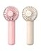 Coohea 2Pack Pink Beige Handheld Fan Small Cute Design 3 Powerful Speeds Operated by USBRechargeable Battery Personal Portable Fan with Base Lanyard for Eyelash Makeup Travel Beach Desk