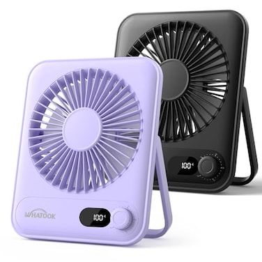 WHATOOK Desk Fan 2 Pack 100 Speeds Stepless Control 2000mAh Battery Operated Portable Fan Rechargeable Table Fan for Cruise Ship Essentials Gift for Couples Dorm Office BedroomBlack and Purple