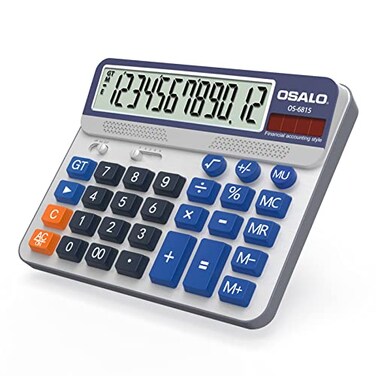 pendancy Desktop Calculator Extra Large 5Inch LCD Display 12Digit Big Number Accounting Calculator with Giant Response Button Battery Solar Powered Perfect for Office Business Home Daily UseOS6815