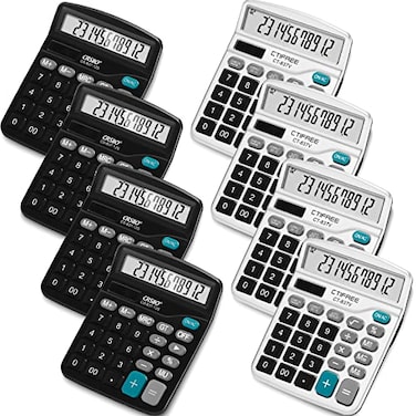 Flutesan 8 Pack Calculator Bulk 12 Digit Solar Power Calculator Solar and Battery Dual Power Desktop Calculators with Big Buttons and Large Display Handheld Calculators for Office Home School