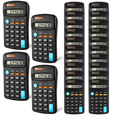Flutesan 24 Pieces Pocket Calculator Small Basic Scientific Calculators for Student 8 Digit Small Pocket Calculator Handheld Solar Battery Dual Power for School Classroom Desktop Home Office