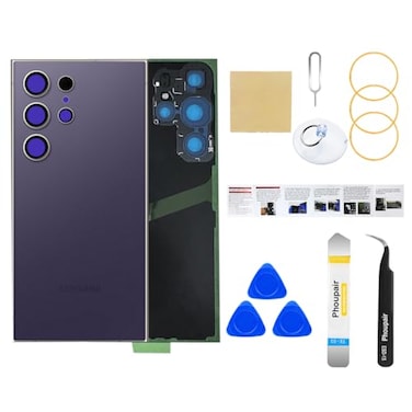 Phoupair Back Glass Replacement for Samsung Galaxy S24 Ultra with Professional Repair Tool Kit Titanium Violet