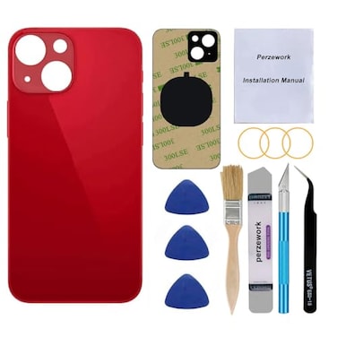 Perzework OEM Rear Back Glass Replacement Red Compatible with iPhone 13 61 inches All Carriers with PreInstalled Adhesive and Repairing Tool Kits