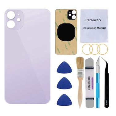 Perzework OEM Rear Back Glass Replacement for iPhone 11 61 inches with Reparing Toolkit and PreInstalled Adhesive Purple
