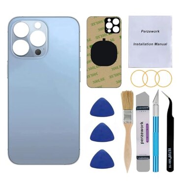 Perzework OEM Rear Back Glass Replacement Sierra Blue Compatible with iPhone 13 pro 61 inches All Carriers with PreInstalled Adhesive and Repairing Tool Kits