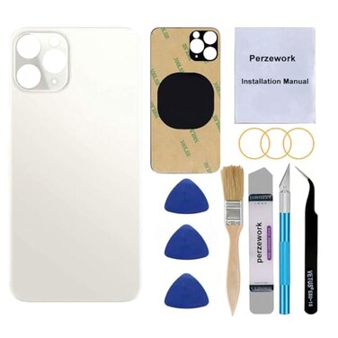 Perzework OEM Rear Back Glass Replacement for iPhone 11 Pro Max 65 inches with Reparing Toolkit and PreInstalled Adhesive Sliver
