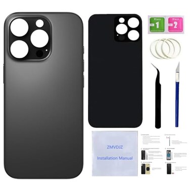 ZMVDJZ 16 Pro Max Back Glass Replacement for iPhone 16 Pro Max Back Cover Glass Black Titanium 69 inches with PreInstalled Tape Installation Instruction Repair Tools Black Titanium