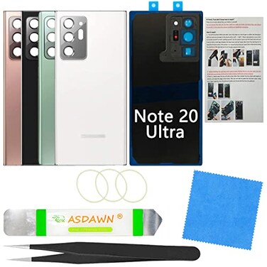 ASDAWN Galaxy Note 20 Ultra Back Cover Glass Replacement with PreInstalled Camera Lens Installation Manual Repair Tools for Samsung Galaxy Note 20 Ultra SMN985 All Carriers Mystic White