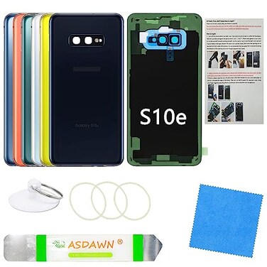 ASDAWN Galaxy S10e Back Cover Glass Replacement with PreInstalled Camera Lens Installation Manual Repair Tool Kit for Samsung Galaxy S10e SMG970 All Carriers Prism Black