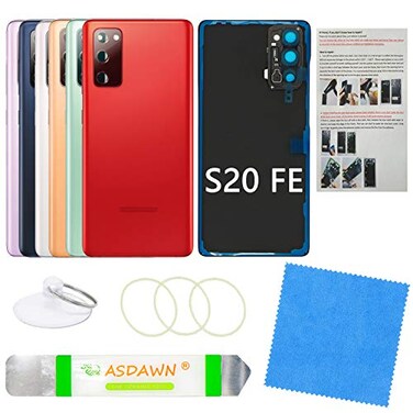 ASDAWN Galaxy S20 FE Replacement Back Glass Panel Case with PreInstalled Camera Lens Tool Kit for Samsung Galaxy S20 FE 5G SMG780 SMG781 All Carriers Cloud Red