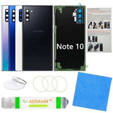 ASDAWN Galaxy Note 10 Back Cover Glass Replacement with PreInstalled Camera Lens Installation Manual Repair Tool Kit for Samsung Galaxy Note 10 SMN970 All Carriers Aura Black