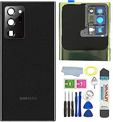 Sesyomr Note 20 Ultra Back Glass Replacement Waterproof Cover Housing Door Panel WFarme Lens Tape for Samsung Galaxy Note 20 Ultra 5G Tools Mystic Black