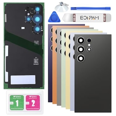 Eonpam Back Glass Replacement for Samsung Galaxy S24 Ultra SMS928 Back Cover Rear Housing with Camera Lens Repair Tool Kit Genuine Rear Glass Black