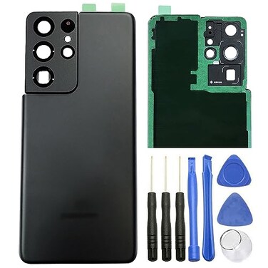 ubrokeifixit Galaxy S21 Ultra Rear Panel Back Glass Door Cover Replacement for Samsung Galaxy S21 Ultra 5G G998 68with PreCut Tape Black