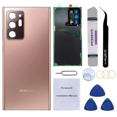 Perzework Rear Cover Back Glass Replacement for Samsung Galaxy Note 20 Ultra 69 inches 5G with Reparing Toolkit and PreInstalled Adhesive Mystic Bronze
