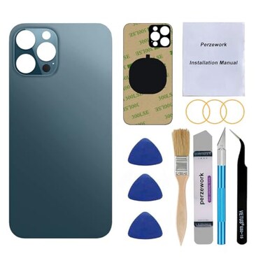 Perzework OEM Rear Back Glass Replacement for iPhone 12 Pro 61 inches with Reparing Toolkit and PreInstalled Adhesive Pacific Blue