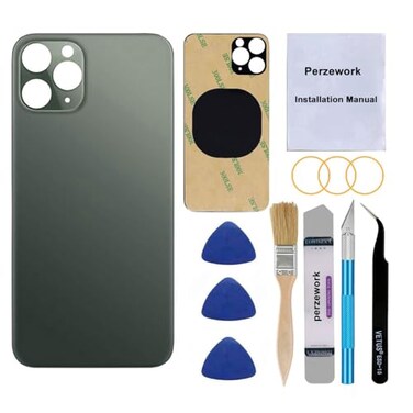 Perzework OEM Rear Back Glass Replacement for iPhone 11 Pro Max 65 inches with Reparing Toolkit and PreInstalled Adhesive Midnight Green
