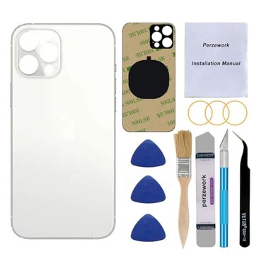 Perzework OEM Back Glass Replacement for iPhone 13 pro max 67 inches Silver All Carriers with PreInstalled Adhesive and Repairing Tool Kits Silver