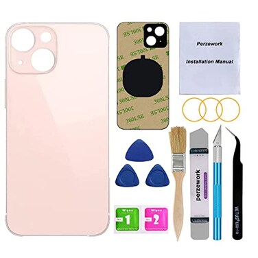 Perzework OEM Rear Back Glass Replacement Pink Compatible with iPhone 13 61 inches All Carriers with PreInstalled Adhesive and Repairing Tool Kits