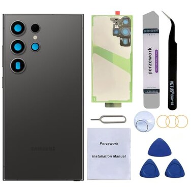 Perzework Rear Back Glass Replacement for Samsung Galaxy S24 Ultra 68inches with Reparing ToolkitTitanium Black