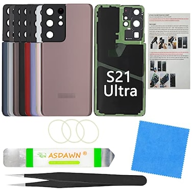 ASDAWN Galaxy S21 Ultra Back Glass Cover Replacement with Installation Manual PreInstalled Camera Lens Repair Tools for Samsung Galaxy S21 Ultra 5G SMG998 All Carriers Phantom Gold
